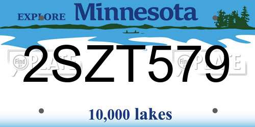 2SZT579 Minnesota License Plate