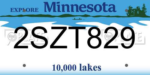 2SZT829 Minnesota License Plate