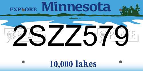 2SZZ579 Minnesota License Plate