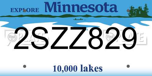 2SZZ829 Minnesota License Plate
