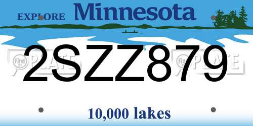 2SZZ879 Minnesota License Plate