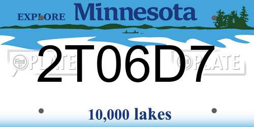 2T06D7 Minnesota License Plate