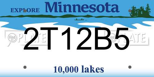 2T12B5 Minnesota License Plate
