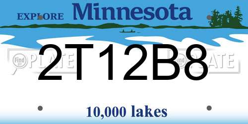 2T12B8 Minnesota License Plate