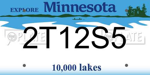 2T12S5 Minnesota License Plate