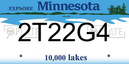 2T22G4 Minnesota License Plate