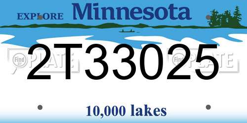 2T33025 Minnesota License Plate