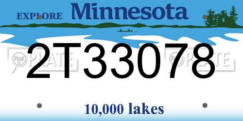 2T33078 Minnesota License Plate