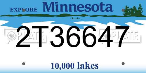 2T36647 Minnesota License Plate