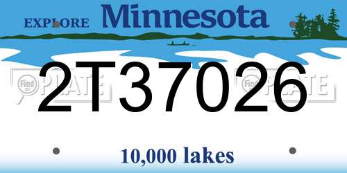 2T37026 Minnesota License Plate