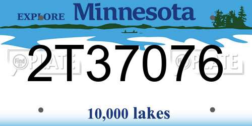 2T37076 Minnesota License Plate