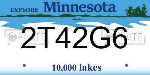 2T42G6 Minnesota License Plate
