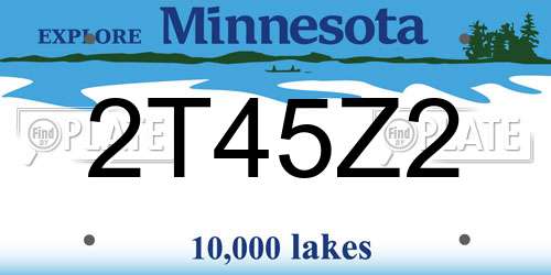 2T45Z2 Minnesota License Plate