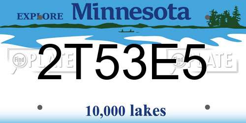 2T53E5 Minnesota License Plate