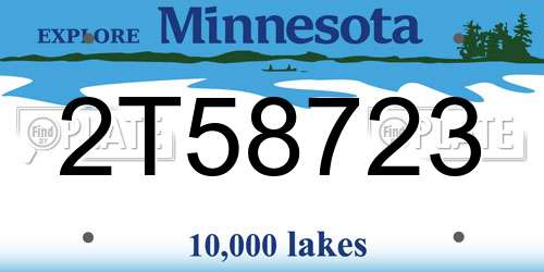 2T58723 Minnesota License Plate