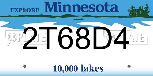 2T68D4 Minnesota License Plate