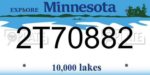 2T70882 Minnesota License Plate