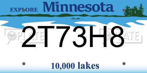 2T73H8 Minnesota License Plate