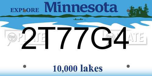 2T77G4 Minnesota License Plate