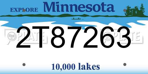 2T87263 Minnesota License Plate