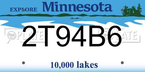 2T94B6 Minnesota License Plate