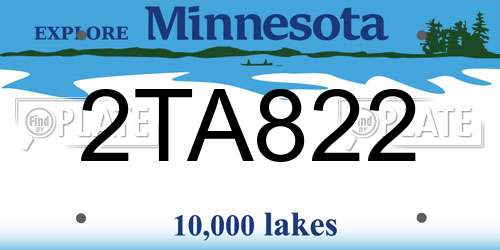 2TA822 Minnesota License Plate