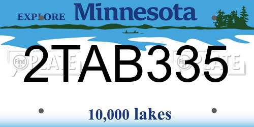 2TAB335 Minnesota License Plate