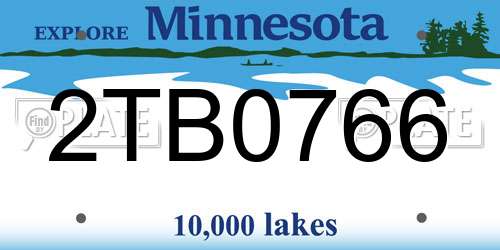 2TB0766 Minnesota License Plate