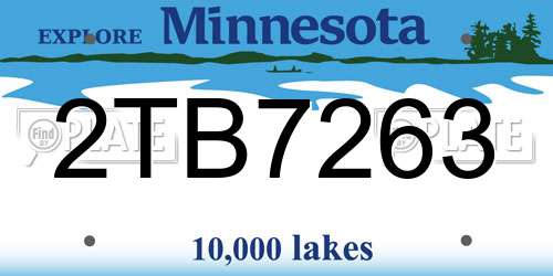 2TB7263 Minnesota License Plate