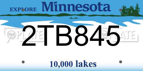 2TB845 Minnesota License Plate