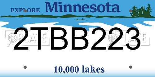 2TBB223 Minnesota License Plate