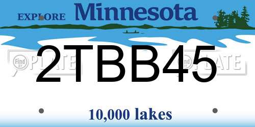2TBB45 Minnesota License Plate