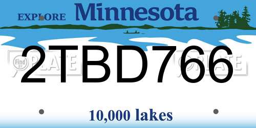 2TBD766 Minnesota License Plate