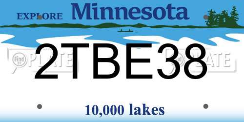 2TBE38 Minnesota License Plate