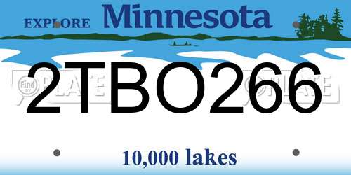 2TBO266 Minnesota License Plate