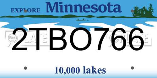 2TBO766 Minnesota License Plate