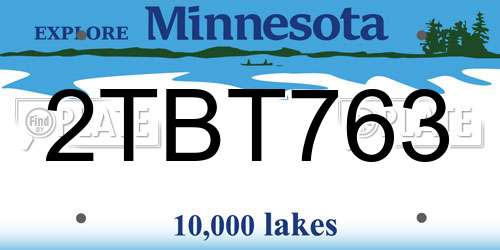 2TBT763 Minnesota License Plate