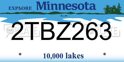 2TBZ263 Minnesota License Plate
