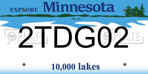 2TDG02 Minnesota License Plate