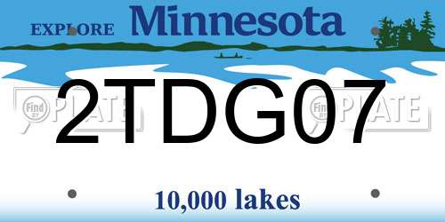 2TDG07 Minnesota License Plate