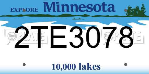 2TE3078 Minnesota License Plate