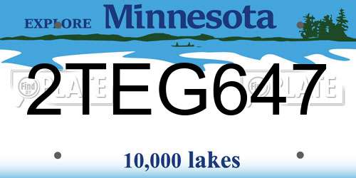 2TEG647 Minnesota License Plate