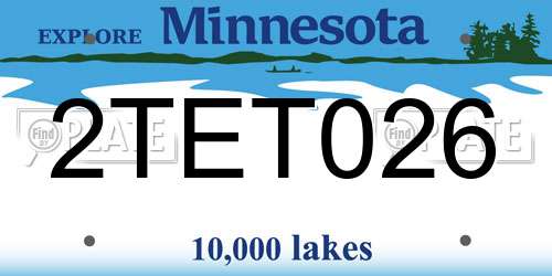2TET026 Minnesota License Plate