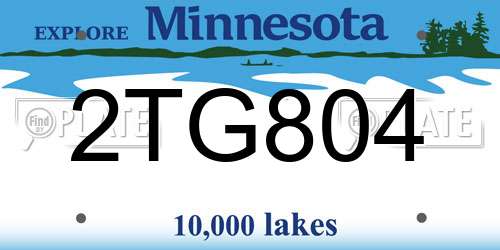 2TG804 Minnesota License Plate