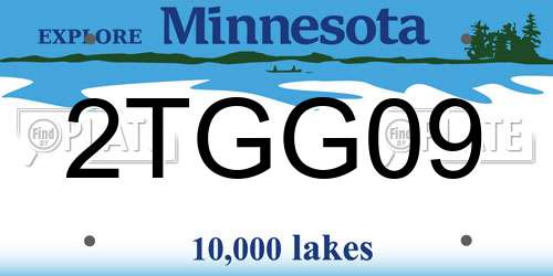 2TGG09 Minnesota License Plate