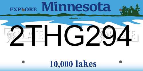 2THG294 Minnesota License Plate