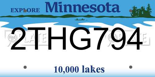 2THG794 Minnesota License Plate