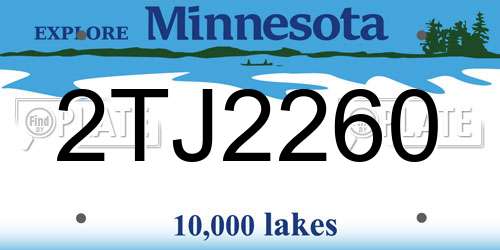 2TJ2260 Minnesota License Plate