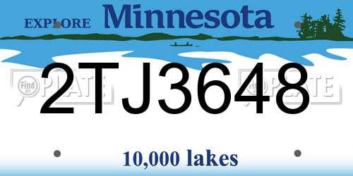 2TJ3648 Minnesota License Plate