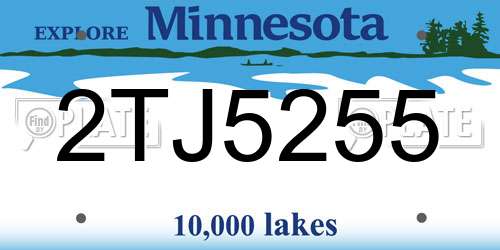 2TJ5255 Minnesota License Plate
